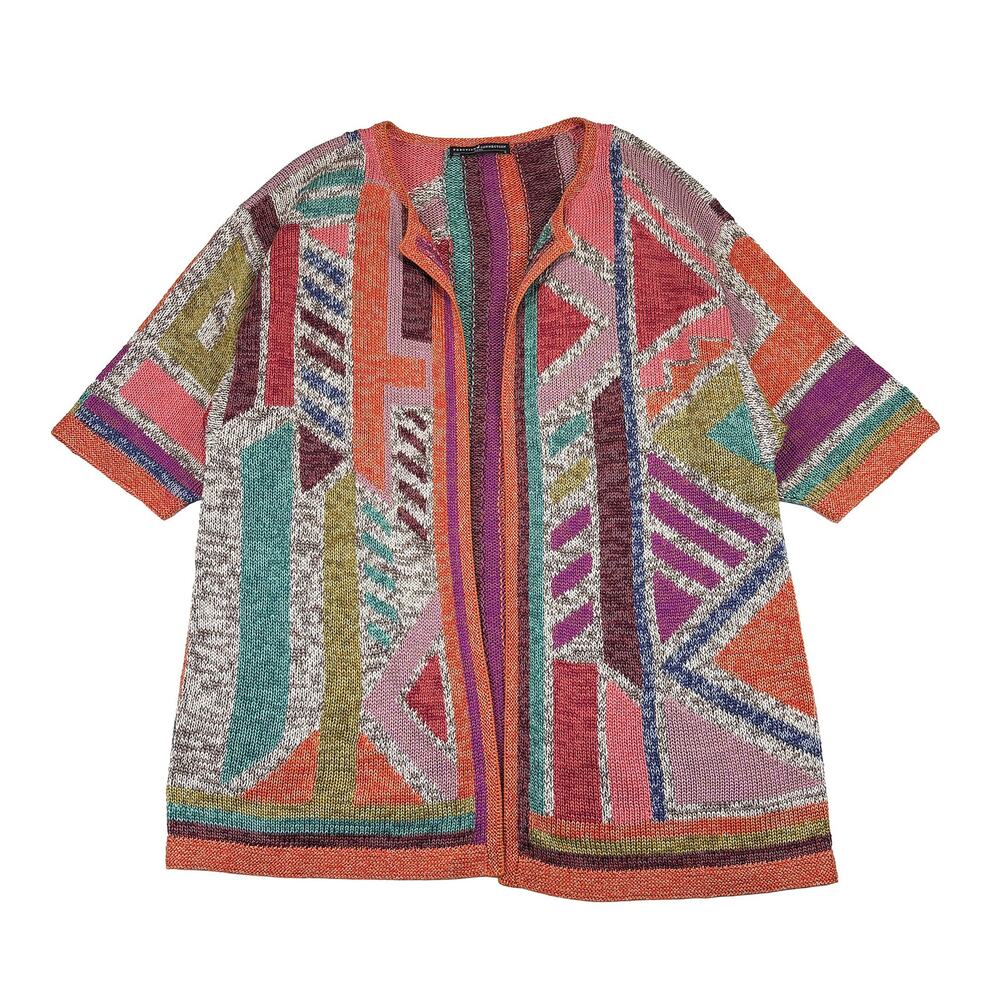 Peruvian Connection Lillet Kimono Cardigan Sweater M Pima Cotton Hand Knit EUC